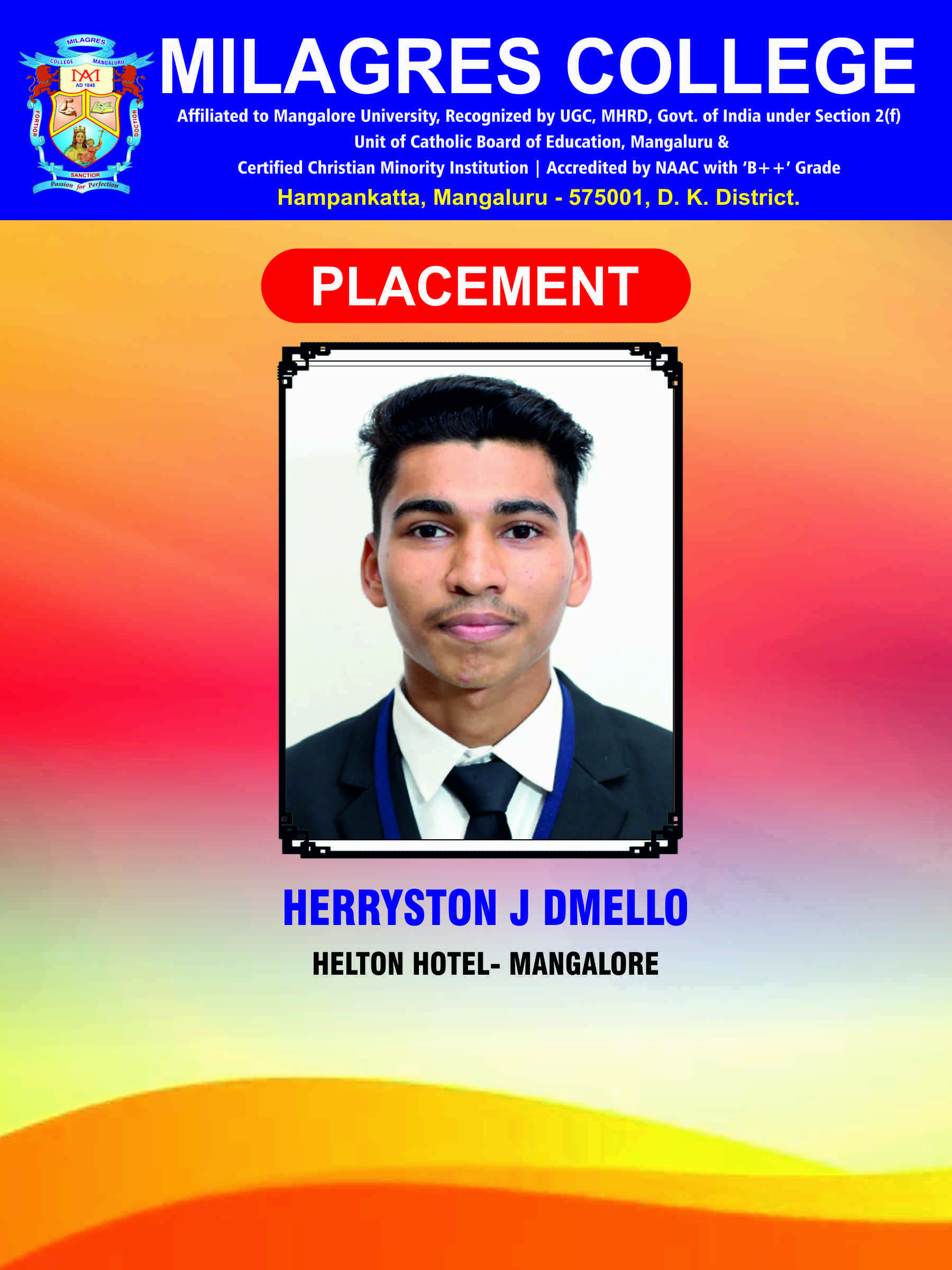 Successfully placed student